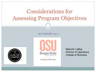 Considerations for Assessing Program Objectives