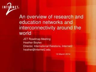 An overview of research and education networks and interconnectivity around the world