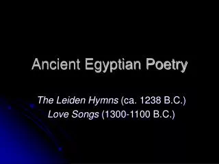 Ancient Egyptian Poetry