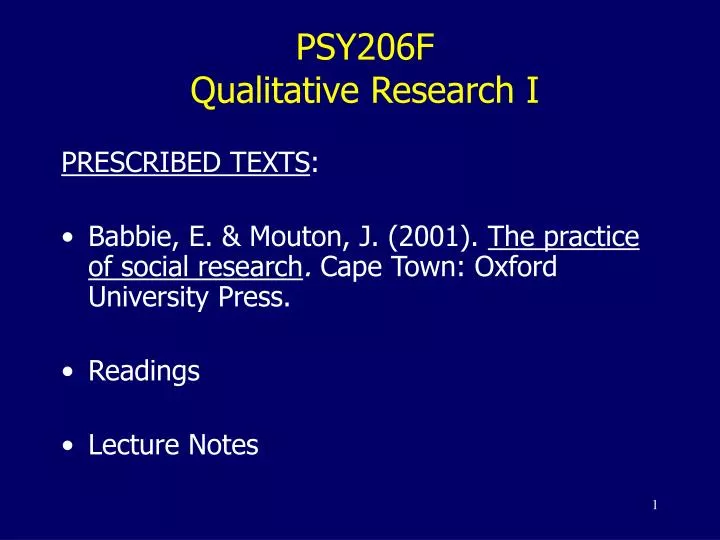 psy206f qualitative research i