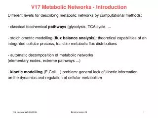 V17 Metabolic Networks - Introduction