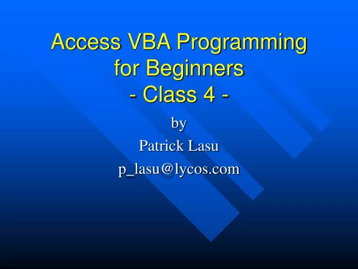 access vba programming for beginners class 4