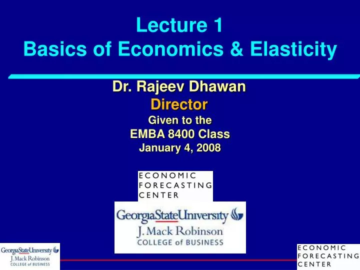 lecture 1 basics of economics elasticity
