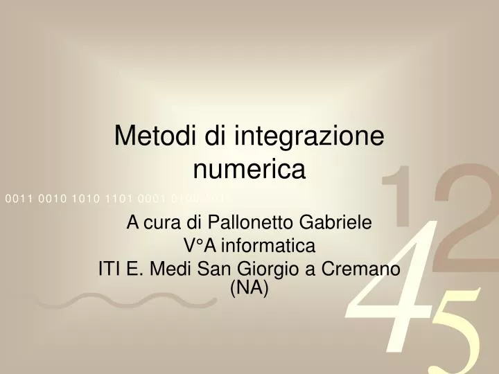 metodi di integrazione numerica