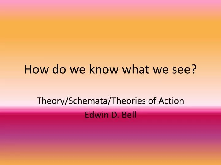 how do we know what we see