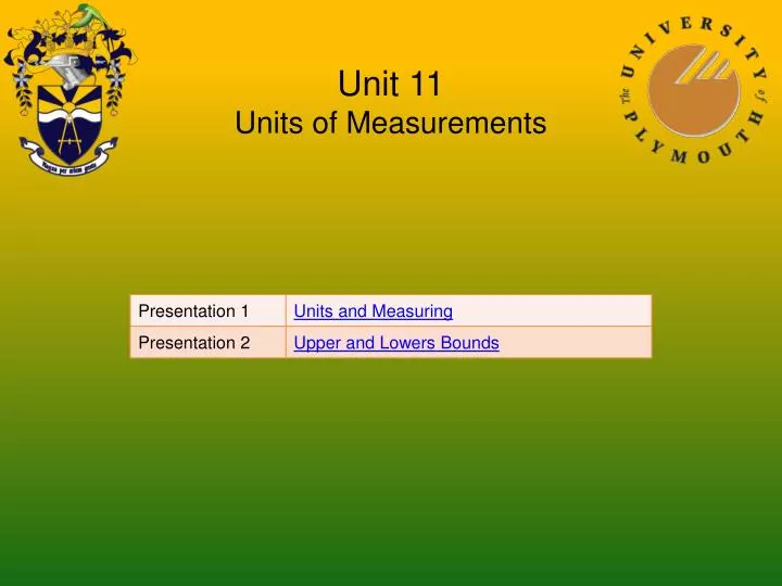 unit 11 units of measurements