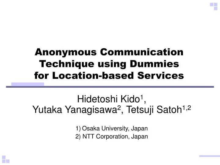 anonymous communication technique using dummies for location based services