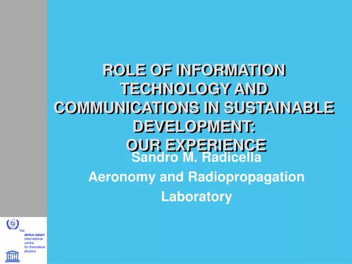 role of information technology and communications in sustainable development our experience