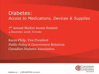Diabetes: Access to Medications, Devices &amp; Supplies