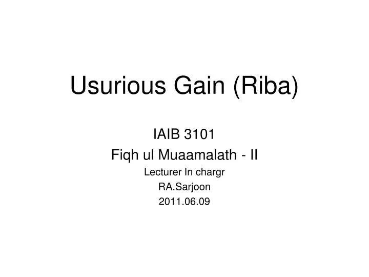 usurious gain riba