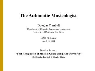 The Automatic Musicologist