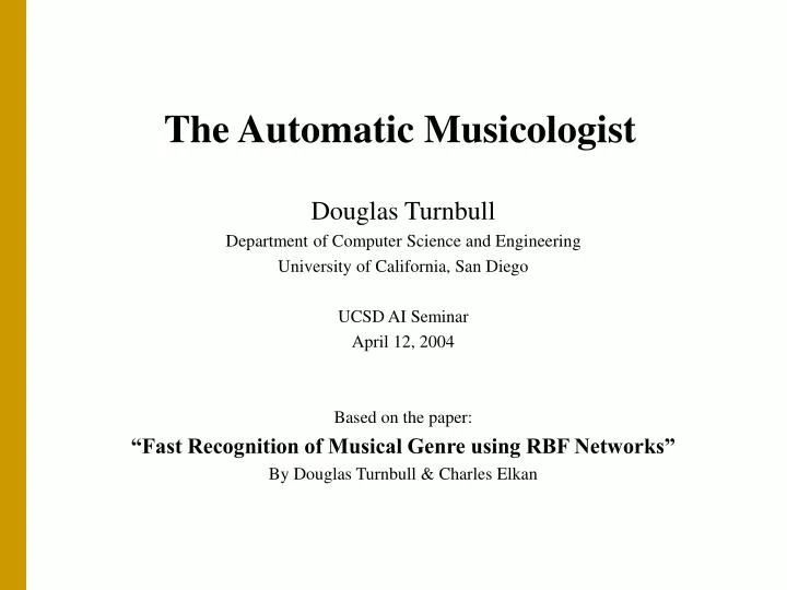 the automatic musicologist