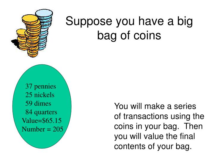 suppose you have a big bag of coins