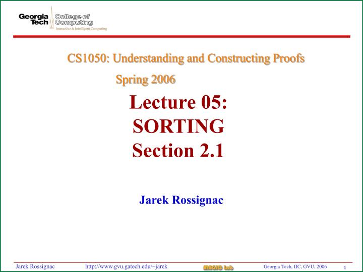 lecture 05 sorting section 2 1