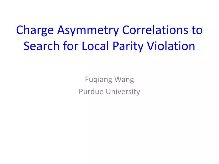 charge asymmetry correlations to search for local parity violation
