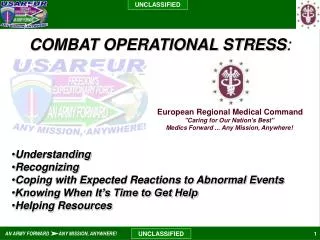 COMBAT OPERATIONAL STRESS :