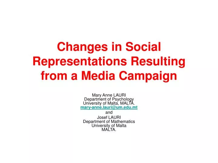 changes in social representations resulting from a media campaign