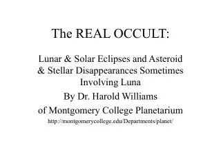 The REAL OCCULT: