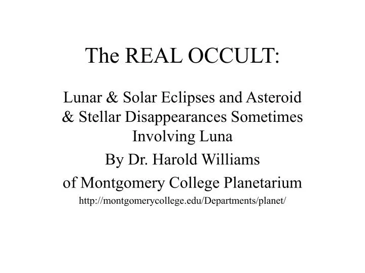 the real occult