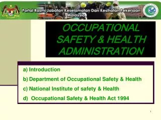 OCCUPATIONAL SAFETY &amp; HEALTH ADMINISTRATION