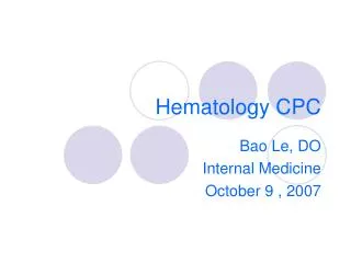 Hematology CPC