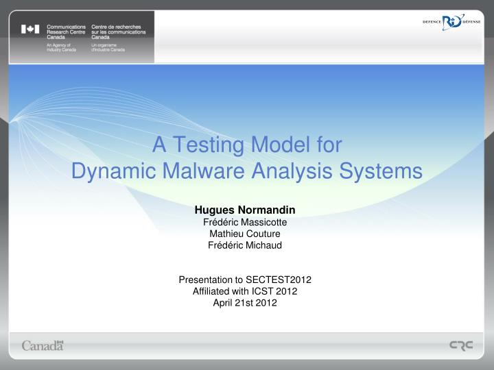 a testing model for dynamic malware analysis systems
