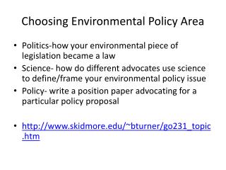 Choosing Environmental Policy Area