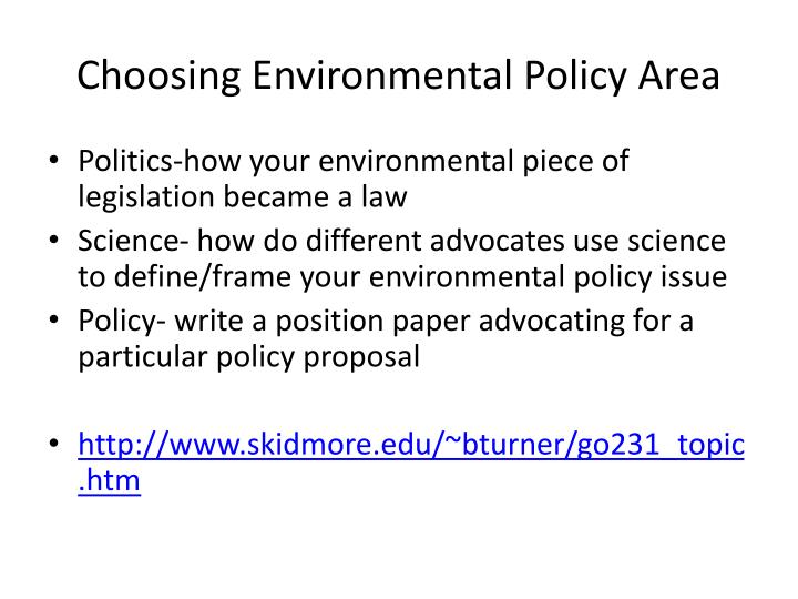 choosing environmental policy area