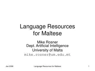 Language Resources for Maltese