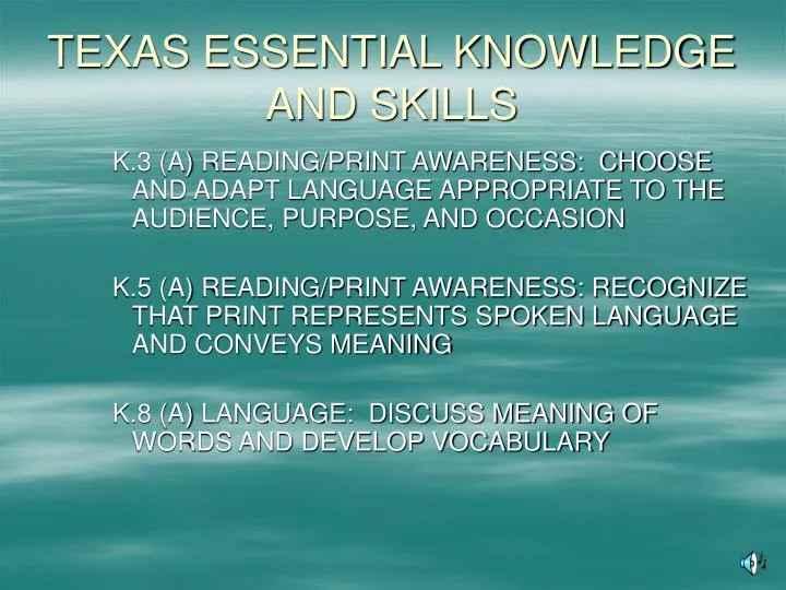 texas essential knowledge and skills
