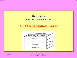 Rivier College CS575: Advanced LANs ATM Adaptation Layer