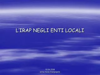 l irap negli enti locali