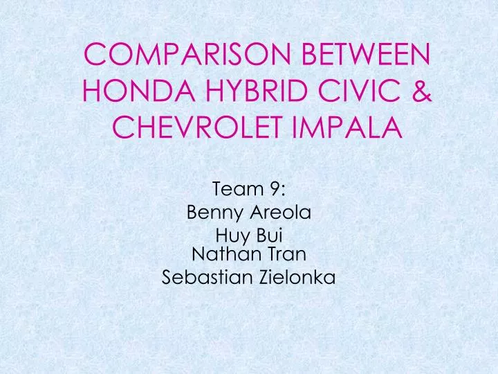 comparison between honda hybrid civic chevrolet impala
