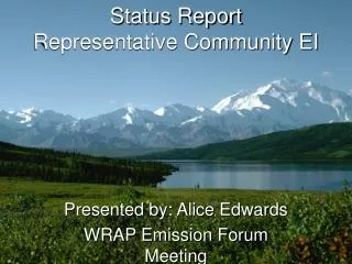 Status Report Representative Community EI