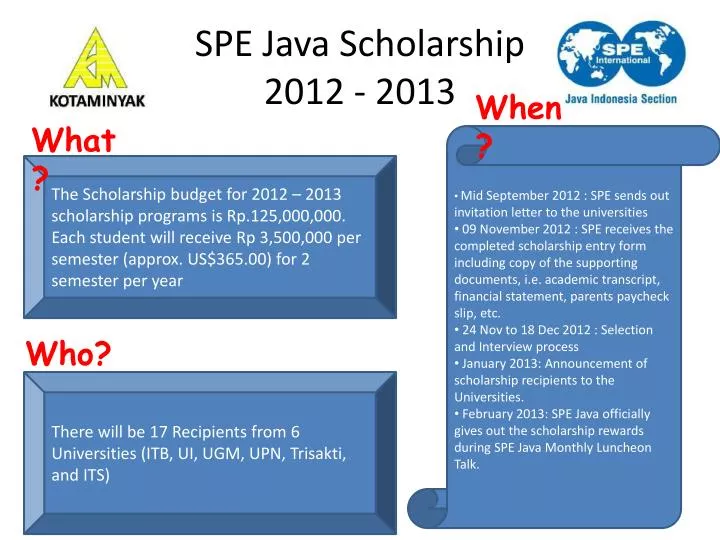spe java scholarship 2012 2013