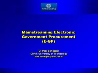Mainstreaming Electronic Government Procurement (E-GP)