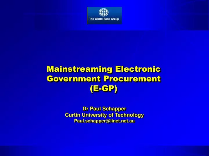 mainstreaming electronic government procurement e gp
