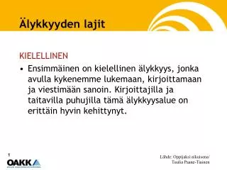 Älykkyyden lajit