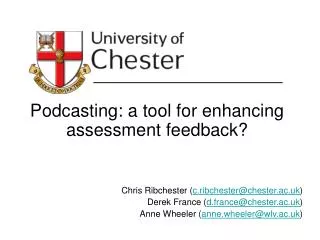 Podcasting: a tool for enhancing assessment feedback?