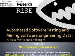 Automated Software Testing and Mining Software Engineering Data: Achievements and Challenges