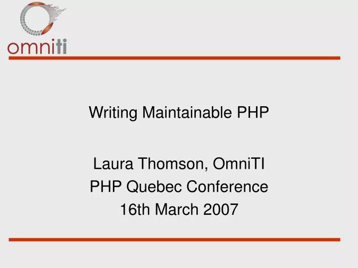 writing maintainable php