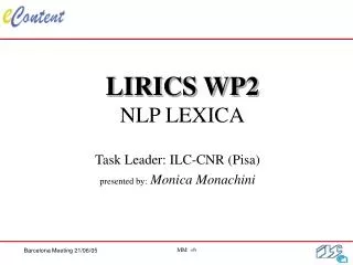 LIRICS WP2 NLP LEXICA