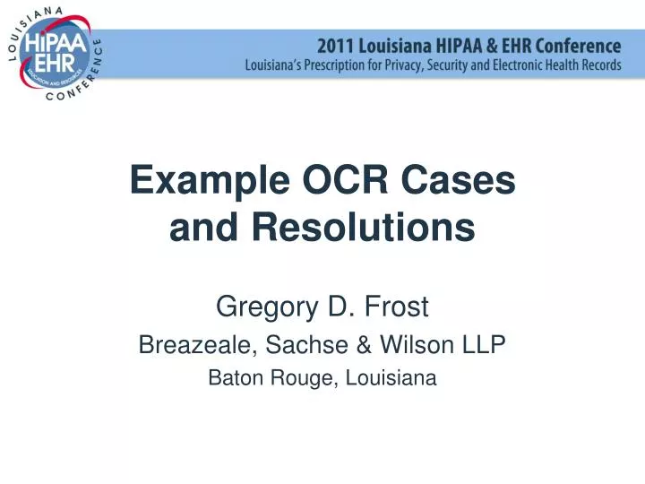 example ocr cases and resolutions