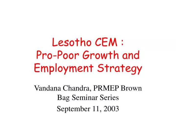 lesotho cem pro poor growth and employment strategy