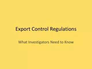Export Control Regulations