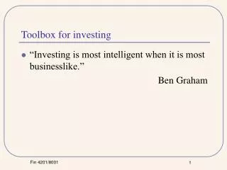 Toolbox for investing