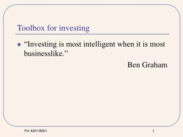 toolbox for investing