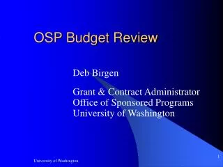 OSP Budget Review