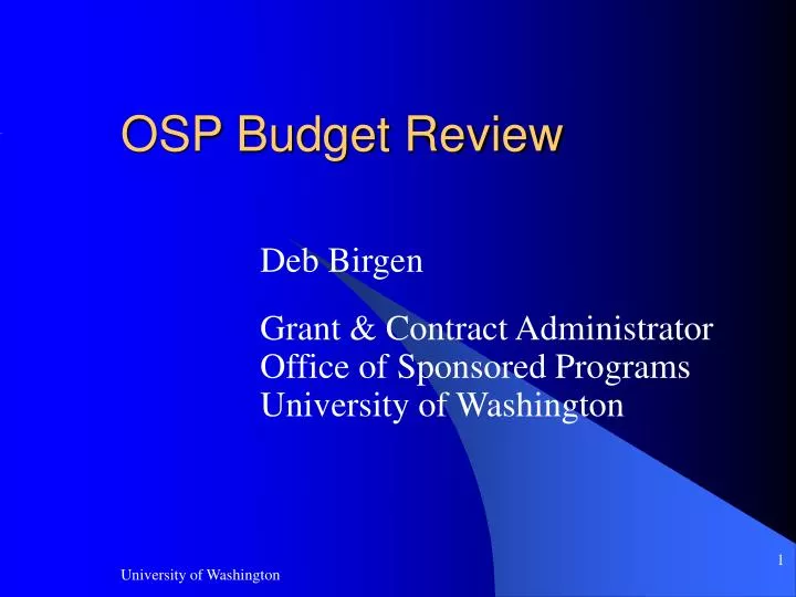 osp budget review