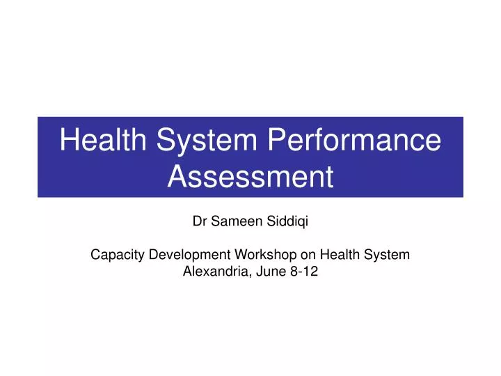 health system performance assessment
